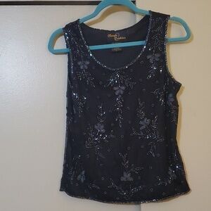 Classic Creations Beaded Floral Tank Size Small